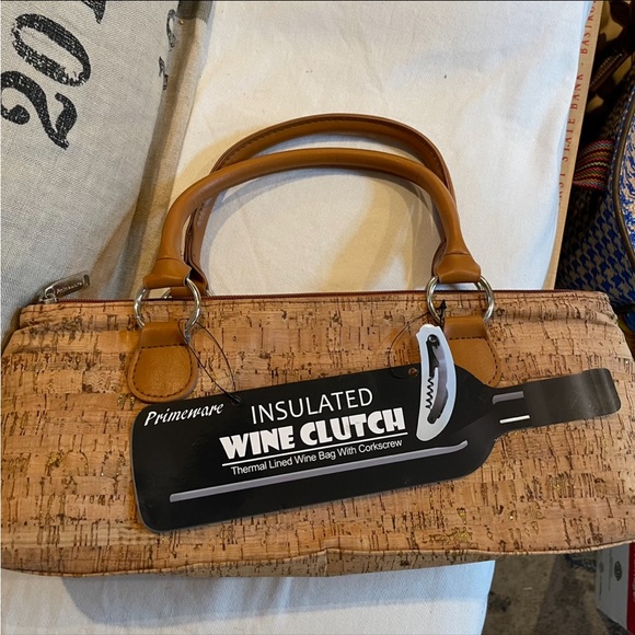 NWT PRIMEWARE Insulated Wine Clutch  made from Wine Cork with a corkscrew! - Picture 1 of 11